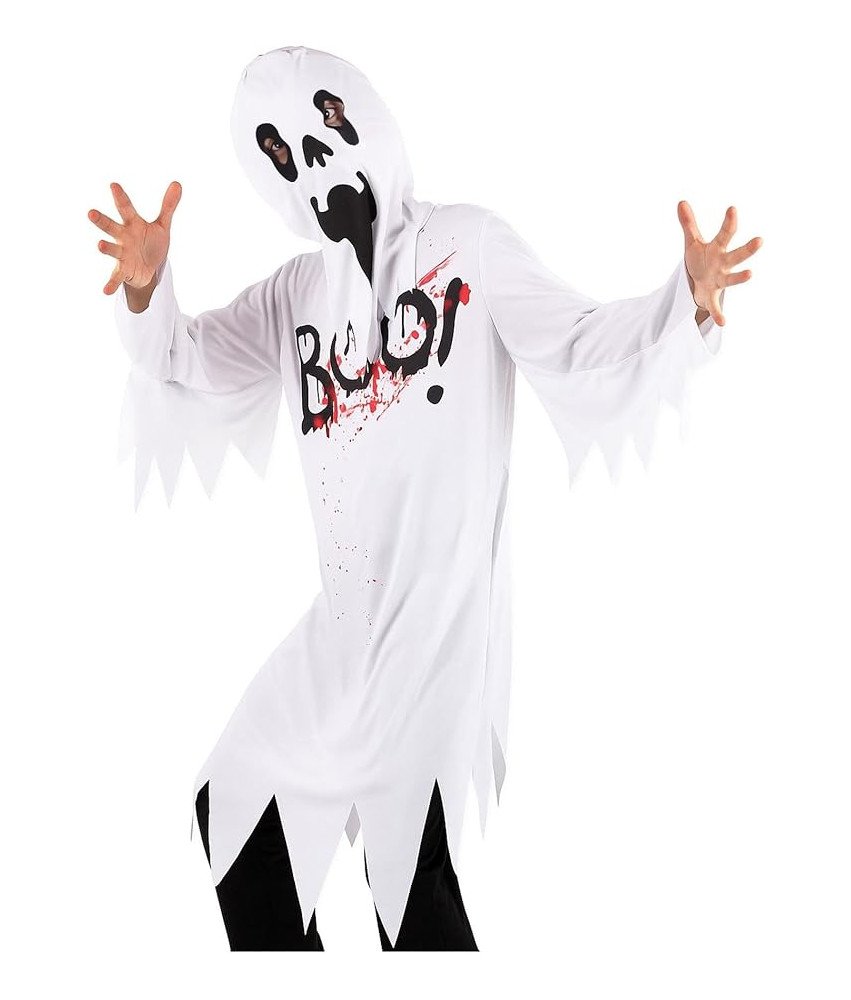 Strój Ducha Przebranie na Halloween Kostium Duch dla Dzieci 6-8 Lat Biały