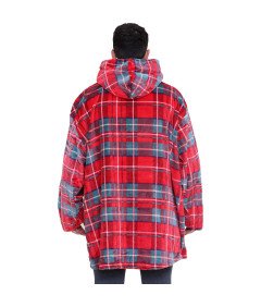 Koc Bluza Gruba Kocobluza Oversize z Kapturem Ciepła Miękka Gruba Czerwona