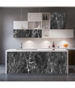 Folia Okleina Samoprzylepna Ścienna do Mebli Czarny Marmur 40 x 300 cm