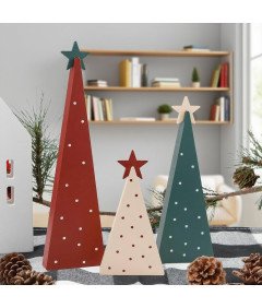 Drewniane Choinki Dekoracja Stołu Świąteczne Boże Narodzenie 3 Rozmiary