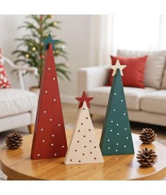 Drewniane Choinki Dekoracja Stołu Świąteczne Boże Narodzenie 3 Rozmiary