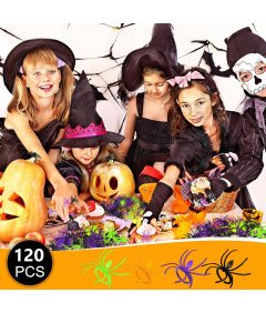 Sztuczne Pająki Pierścionki Dekoracja Halloween Akcesoria Imprezowe 120 szt
