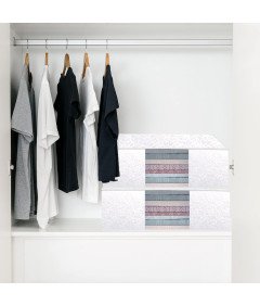 Pudełko do Przechowywania z Pokrywką Suwak Białe 63x43x21,5 cm 2 szt