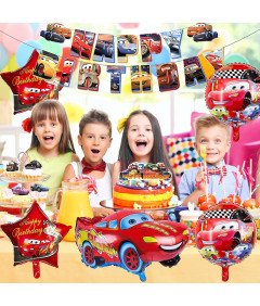 Dekoracje Urodzinowe Dla Chłopca Zestaw Auto 42 Szt Balony Baner Tort