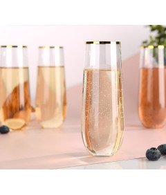 Hotder Zestaw 24 Plastikowych Kieliszków Do Szampana Złote 250ml