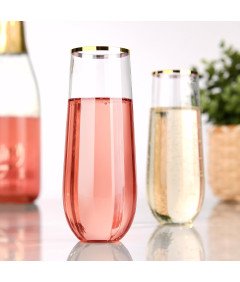 Hotder Zestaw 24 Plastikowych Kieliszków Do Szampana Złote 250ml