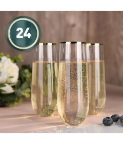 Hotder Zestaw 24 Plastikowych Kieliszków Do Szampana Złote 250ml