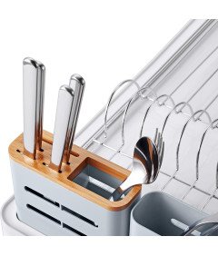 Ociekacz Suszarka do Naczyń Składana Uchwyt na Sztućce Kieliszki Szary