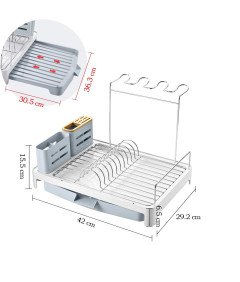 Ociekacz Suszarka do Naczyń Składana Uchwyt na Sztućce Kieliszki Szary
