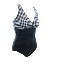 Kostium Kąpielowy Damski w Kratkę Wysoki Stan Rozmiar XL