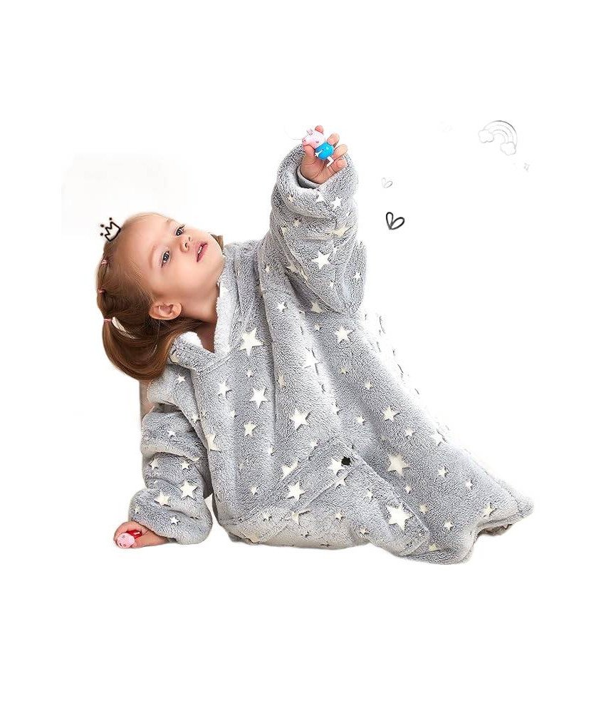 Bluza z kapturem Dla dzieci 2-6lat Ciepła Flanelowa Szara w Gwiazdy