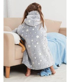 Bluza z kapturem Dla dzieci 2-6lat Ciepła Flanelowa Szara w Gwiazdy