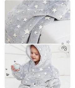 Bluza z kapturem Dla dzieci 2-6lat Ciepła Flanelowa Szara w Gwiazdy