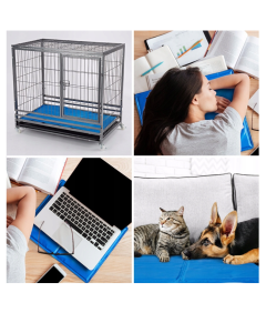 Mata Chłodząca dla Psa i Kota Niebieska 65x50 cm Żelowa Wodoodporna