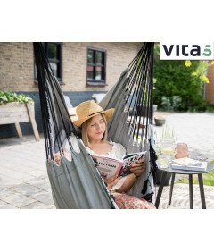 VITA5 Fotel Wiszący do Użytku na Zewnątrz Szary Bawełniany
