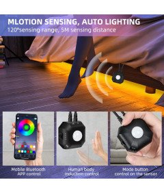 Večbarvni LED trak 2x3m s senzorjem gibanja PIR in aplikacijo RGB