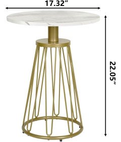 Moncot Zestaw 2 Stolików Kawowych Białe ze Złotą Ramą 44 cm x 56 cm