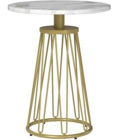 Moncot Zestaw 2 Stolików Kawowych Białe ze Złotą Ramą 44 cm x 56 cm
