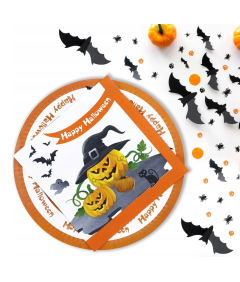 Komplet krožnikov in prtičkov za enkratno uporabo za noč čarovnic, 20 kosov