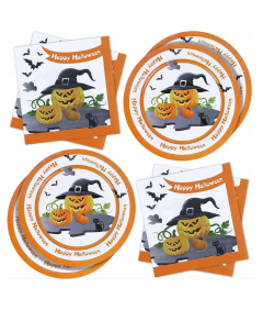 Komplet krožnikov in prtičkov za enkratno uporabo za noč čarovnic, 20 kosov