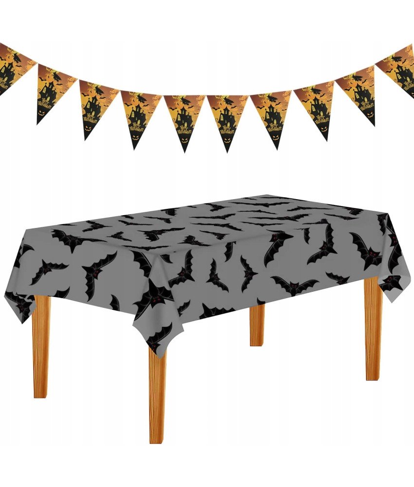 Namizni prt za noč čarovnic v netopirjih 220x130 cm z zastavami