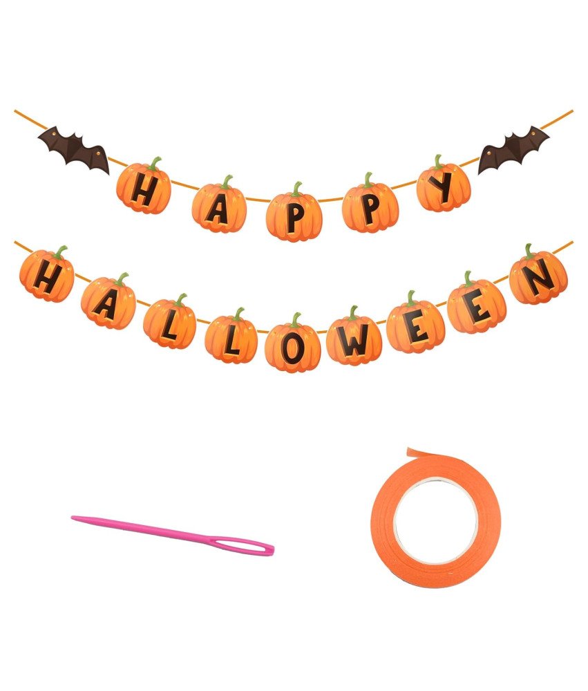 Girland Banner Napis Happy Halloween z bučami in netopirji