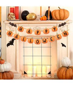 Girland Banner Napis Happy Halloween z bučami in netopirji