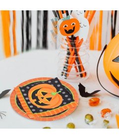 Talerzyki Papierowe Jednorazowe i Serwetki na Halloween po 20 Sztuk