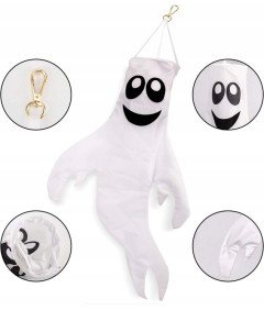 Vrtna dekoracija za noč čarovnic Viseči duh 109 cm Bela