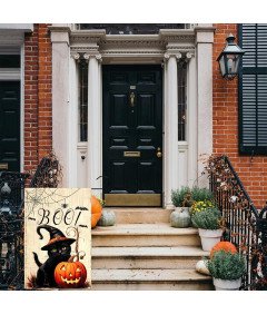 Slika platno Halloween dekoracija Juta s črno mačko