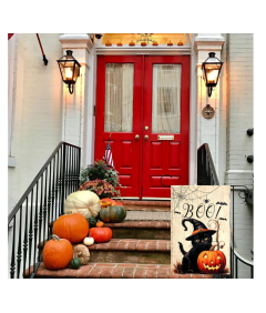 Slika platno Halloween dekoracija Juta s črno mačko