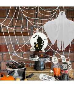 Viseča dekoracija Halloween Duh 21x27cm in pajčevina 48cm