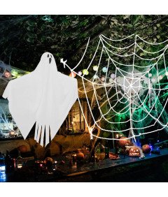 Viseča dekoracija Halloween Duh 21x27cm in pajčevina 48cm
