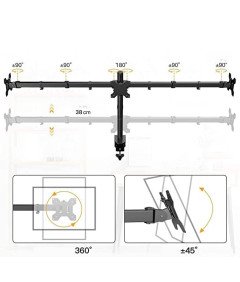 HUANUO Regulowany Uchwyt na 3 Monitory 13-24 Cali Czarny