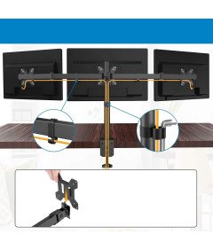 HUANUO Regulowany Uchwyt na 3 Monitory 13-24 Cali Czarny