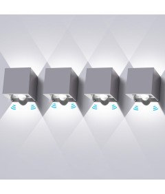 LED stenska svetila s senzorjem gibanja IP65 3000 K Komplet 4 kosov