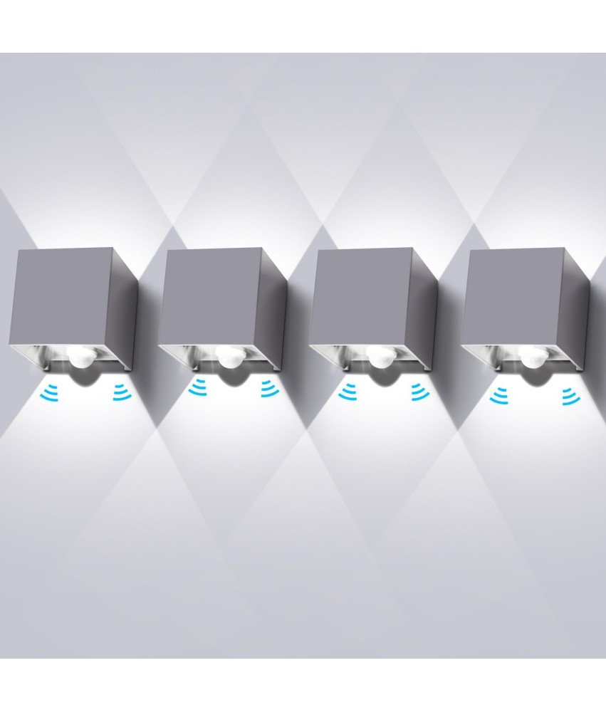 LED stenska svetila s senzorjem gibanja IP65 3000 K Komplet 4 kosov