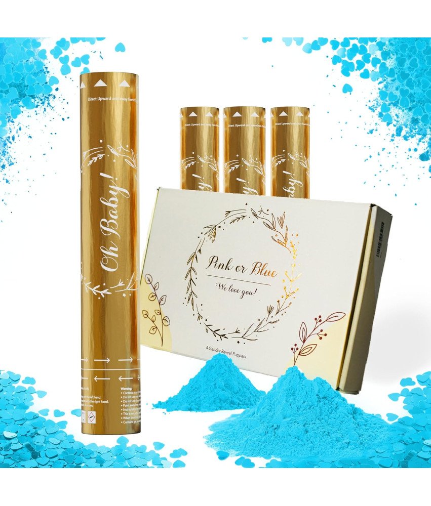 Konfeti in dim v modri barvi za razkritje spola Komplet 4 kosov
