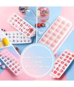 Zestaw 4 Foremek Do Lodu z Pokrywkami 84 Kostki Lodu w Kształcie Serc Cyfr