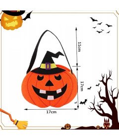 Zestaw Halloweenowych Torebek na Cukierki w Kształcie Dyni 3 sztuki