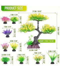 Umetno akvarijsko drevo Rumeni komplet z barvnimi grmovnicami