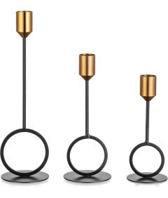 Elegantni črno-zlati svečniki Set 3 za notranjo dekoracijo