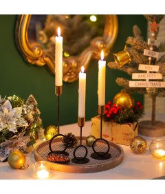 Elegantni črno-zlati svečniki Set 3 za notranjo dekoracijo