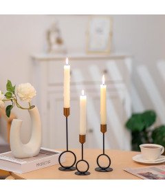 Elegantni črno-zlati svečniki Set 3 za notranjo dekoracijo