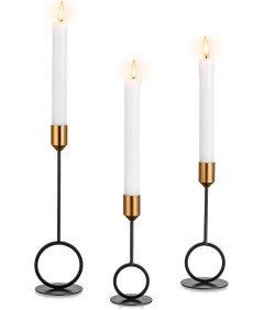 Elegantni črno-zlati svečniki Set 3 za notranjo dekoracijo