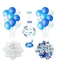 Zestaw Dekoracji z Motywem Ryby Serwetki Balony i Drewniane Ryby