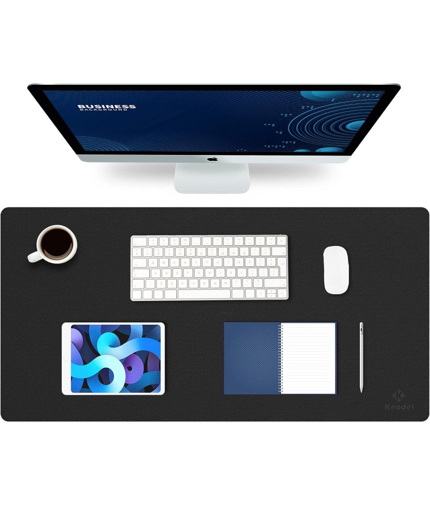 KNODEL Podkładka na Biurko ze Skóry Wodoodporna Czarna 40x80 cm