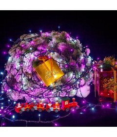 WISD božično drevo luči 200 LED 13M roza/bela