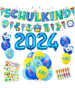 Zestaw Dekoracji Rozpoczęcie Roku Szkolnego 73 Elementy Niebieskie Balony