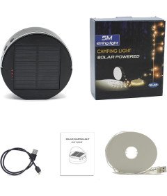 Lampa Kempingowa Solarna LED Wodoodporna 4000 mAh Czarna